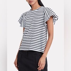 A.L.C. Sz XL Carrie Black White Stripes Flared Sleeve Top